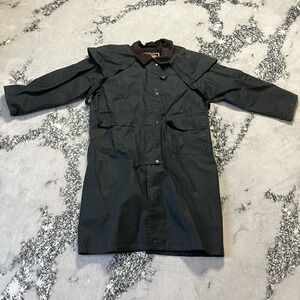 Australian Outback Jacket Boys Size 12 Cotton Oilskin Waterproof Mid Length Coat
